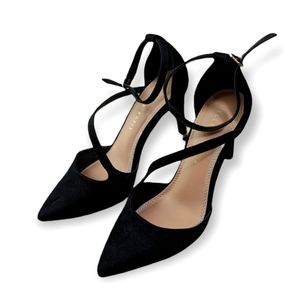 Kelly and Katie Crossover Faux Suede Strappy Heels 7